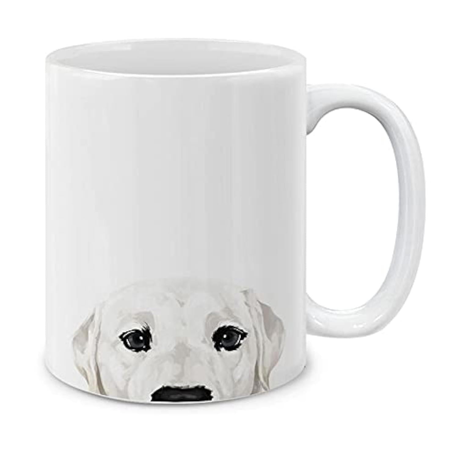 Tailorly White Ceramic 11 oz Mug - Artistic Hand Drawn Sketch Of A Peeking Puppy With Gentle Eyes Dog