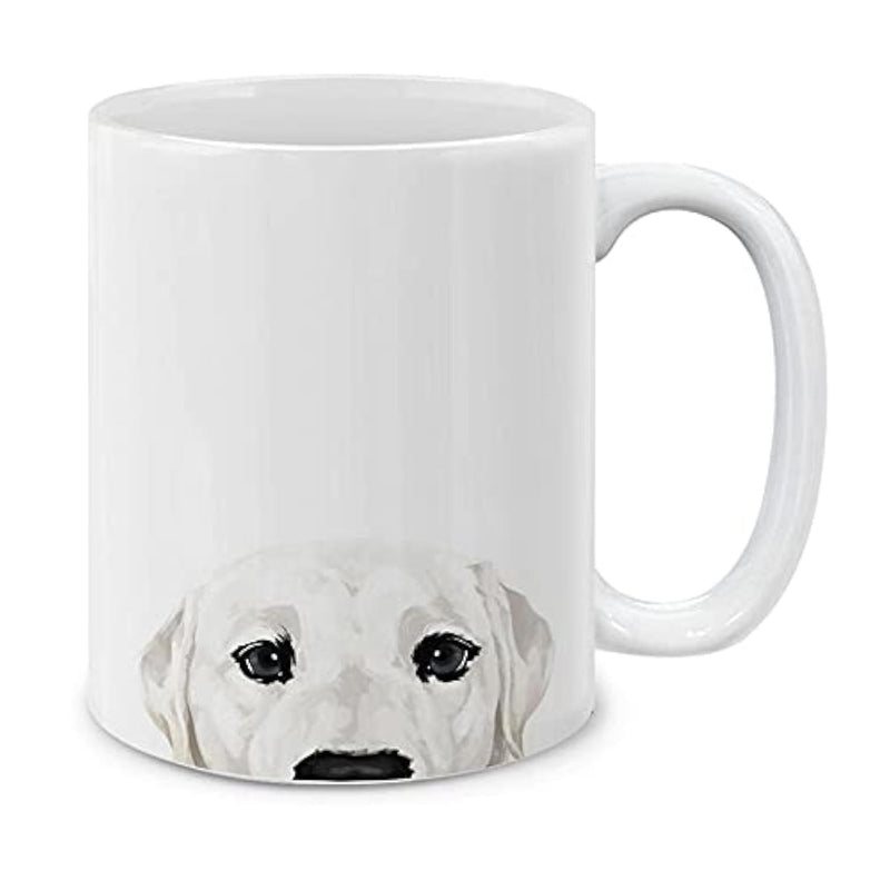 Tailorly White Ceramic 11 oz Mug - Artistic Hand Drawn Sketch Of A Peeking Puppy With Gentle Eyes Dog