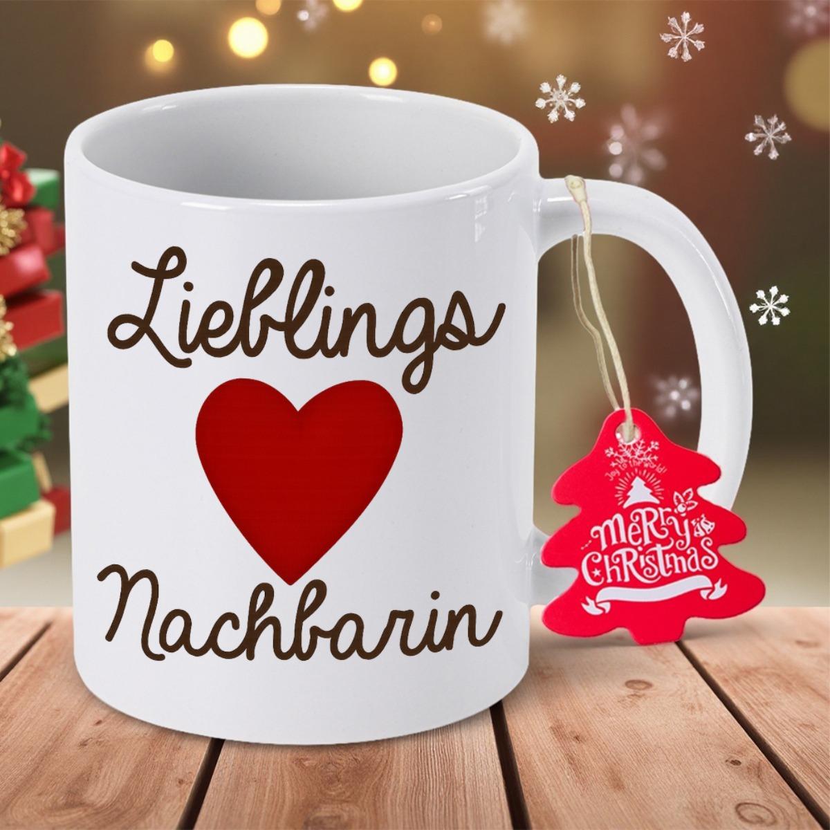 Tailorly White Ceramic 11 oz Mug - Merry Christmas Simple Red Heart With Decorative Script Lettering On Ceramic Heart