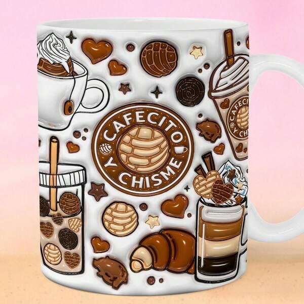 Tailorly White Ceramic 11 oz Mug - Artistic Mexican Sweet Breads Surrounded By Various Cold And Hot Coffee