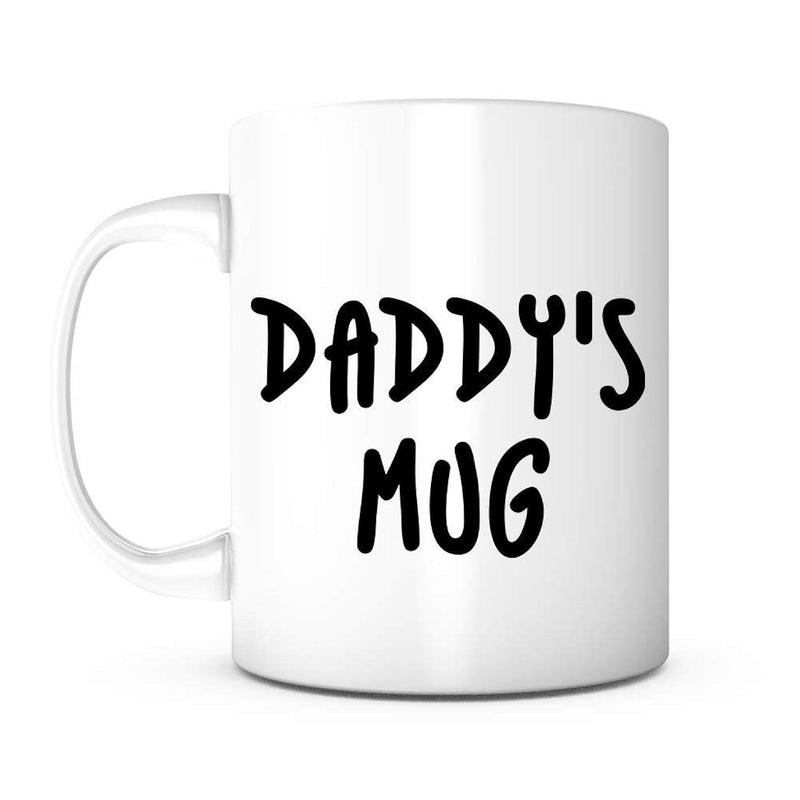 Tailorly White Ceramic 11 oz Mug - Daddys Mug Simple White Ceramic Vessel With Bold Black Artistic Hand Written Text Mug
