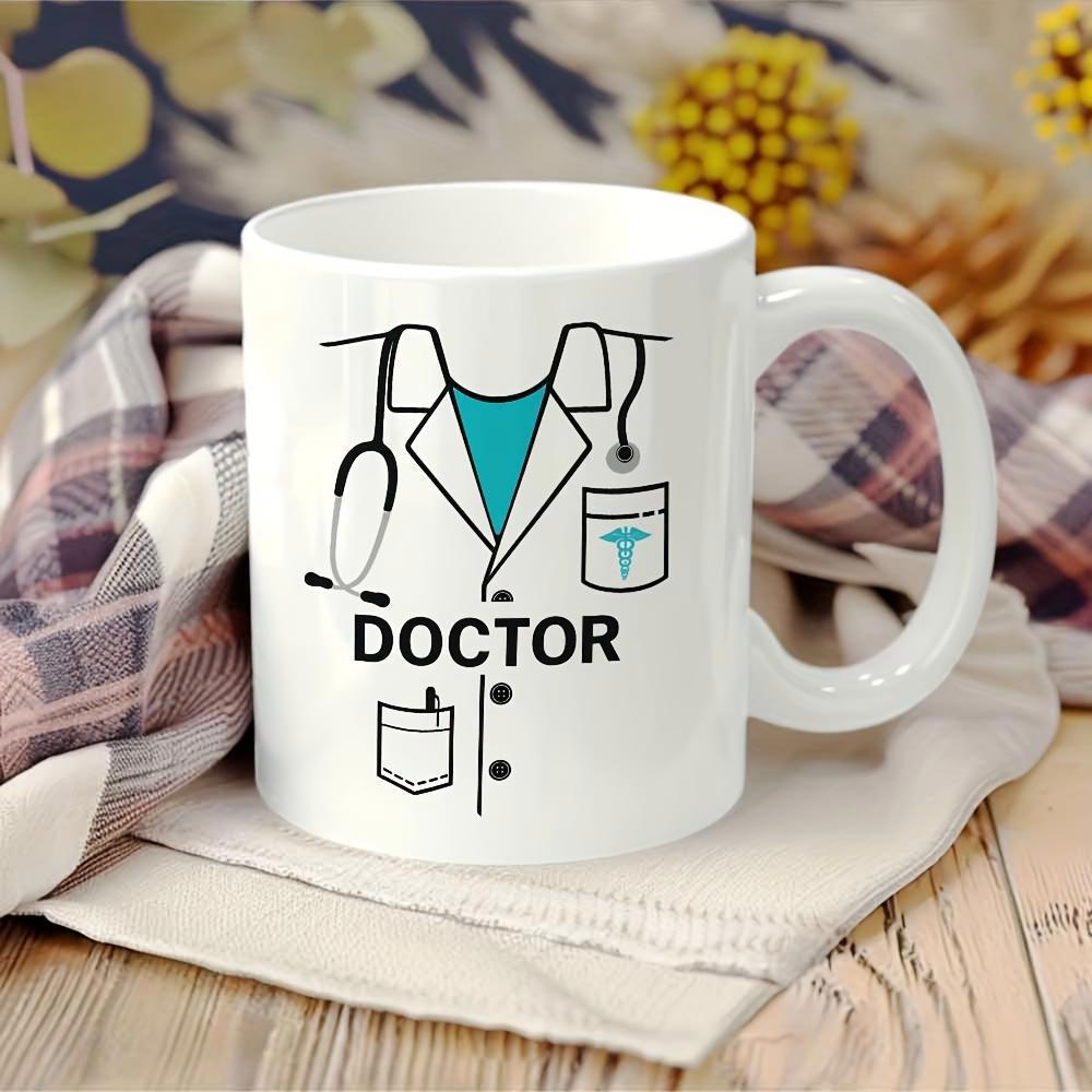 Tailorly White Ceramic 11 oz Mug - Doctor Minimalist Medical Uniform Featuring A Stethoscope And Small Pocket Details Coat