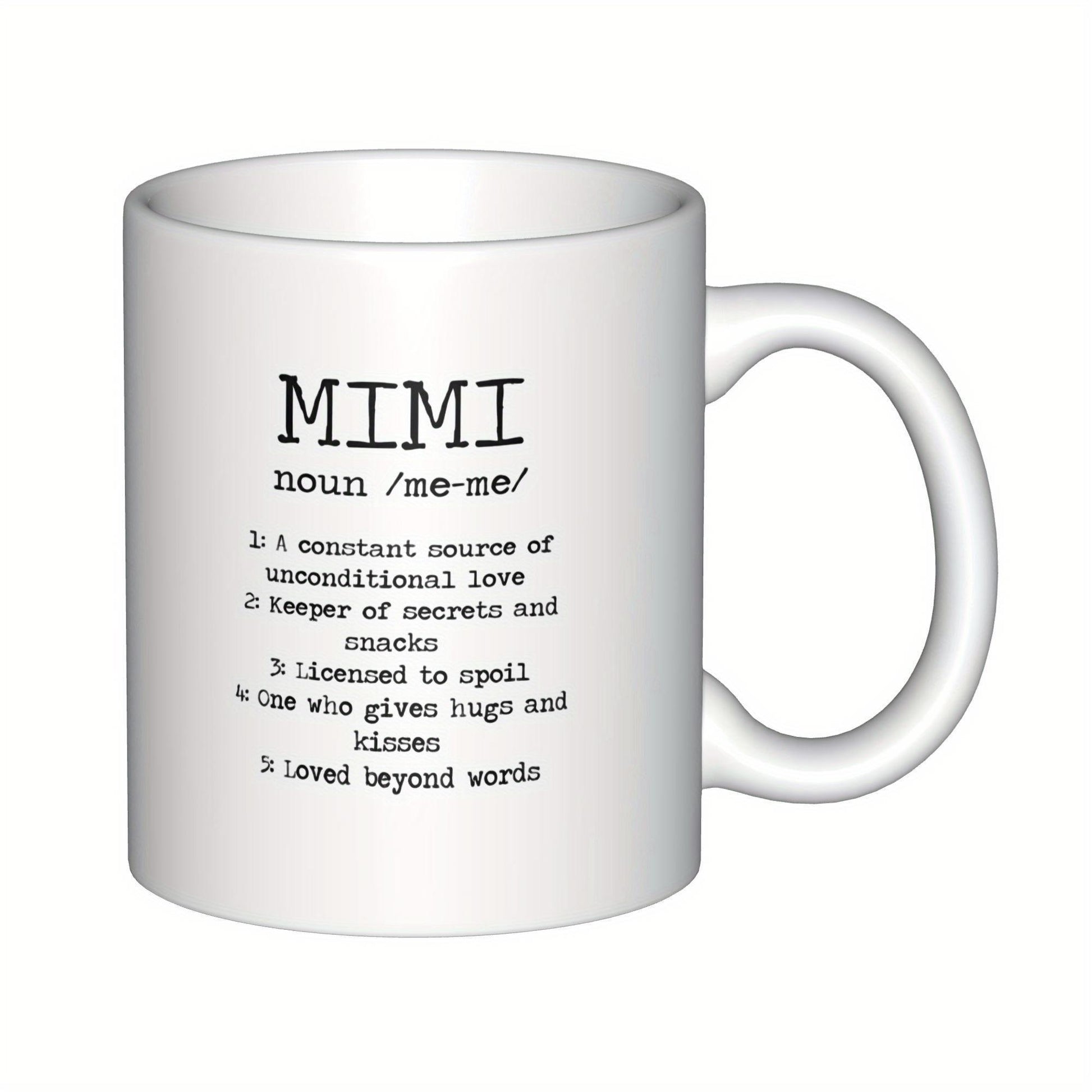 Tailorly White Ceramic 11 oz Mug - Mimi Minimalist White Ceramic Vessel Featuring Typed Dictionary Definition Mug