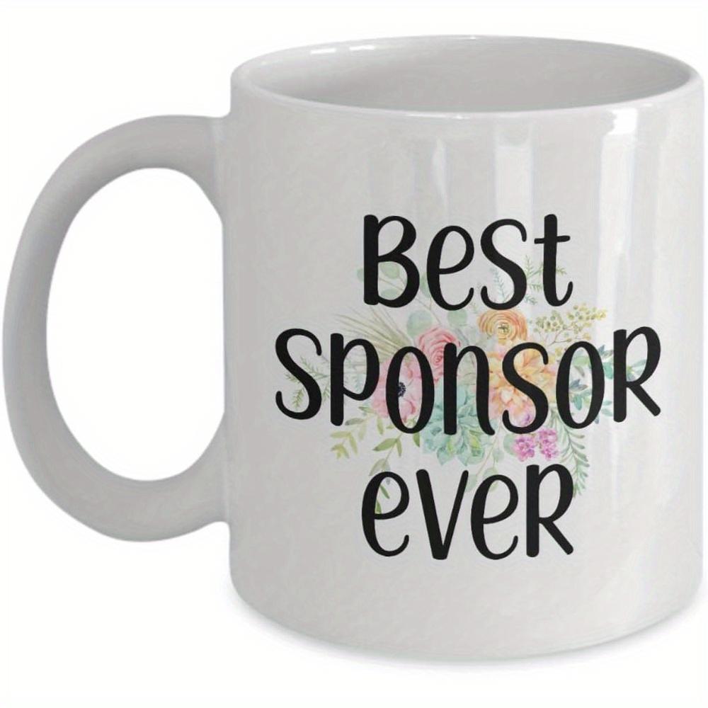 Tailorly White Ceramic 11 oz Mug - Best Sponsor Ever Beautiful Soft Watercolor Floral Bouquet Among Elegant Pastel Garden Blossoms Mug