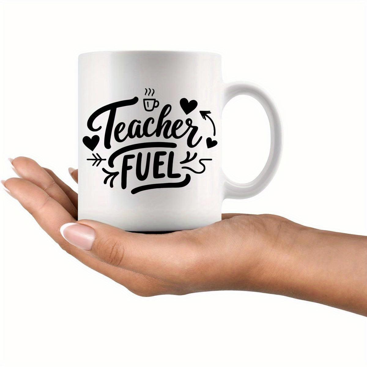 Tailorly White Ceramic 11 oz Mug - Teacher Fuel Minimalist White Ceramic Cup With Small Decorative Hearts And Arrows Mug