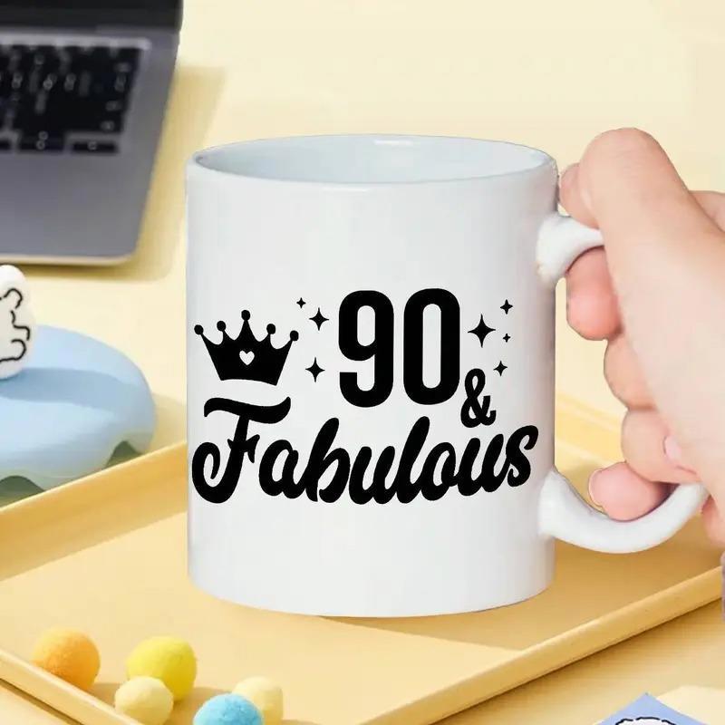 Tailorly White Ceramic 11 oz Mug - 90 Fabulous Clean White Ceramic With Small Stars Accompanying A Simple Black Crown Mug