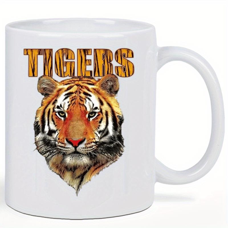 Tailorly White Ceramic 11 oz Mug - Tigers Majestic Realistic Feline Face Featuring Intricate Striking Details Tiger