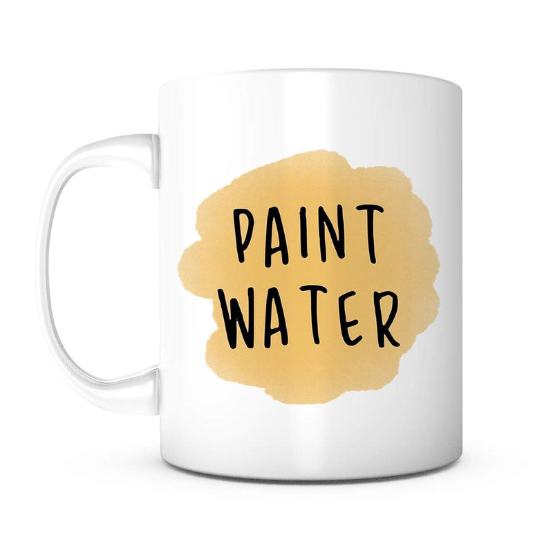 Tailorly White Ceramic 11 oz Mug - Paint Water Artistic Beige Watercolor Stain Splashed On A