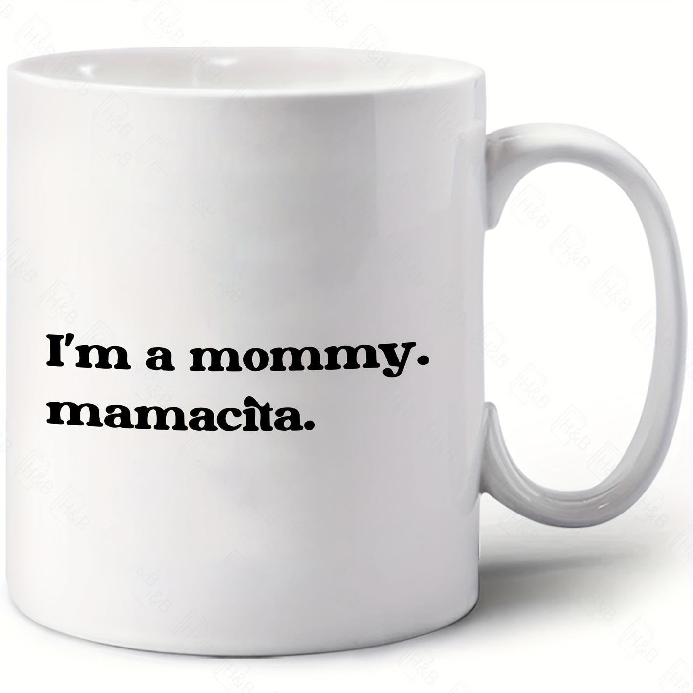 Tailorly White Ceramic 11 oz Mug - Im A Mommy Minimalist Pure White Porcelain Container With Bold Black Printed Text Mug