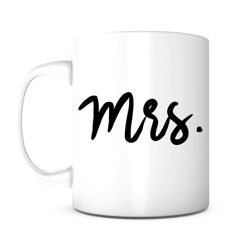 Tailorly White Ceramic 11 oz Mug - Mrs Pure Displaying Elegant Script Font Minimalist Aesthetic Style Mug