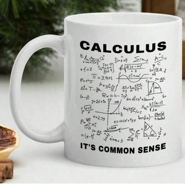 Tailorly White Ceramic 11 oz Mug - Calculus Its Common Sense Intricate Mathematical Formulas And Complex Scientific Graphs Featuring Geometric Diagrams Mug