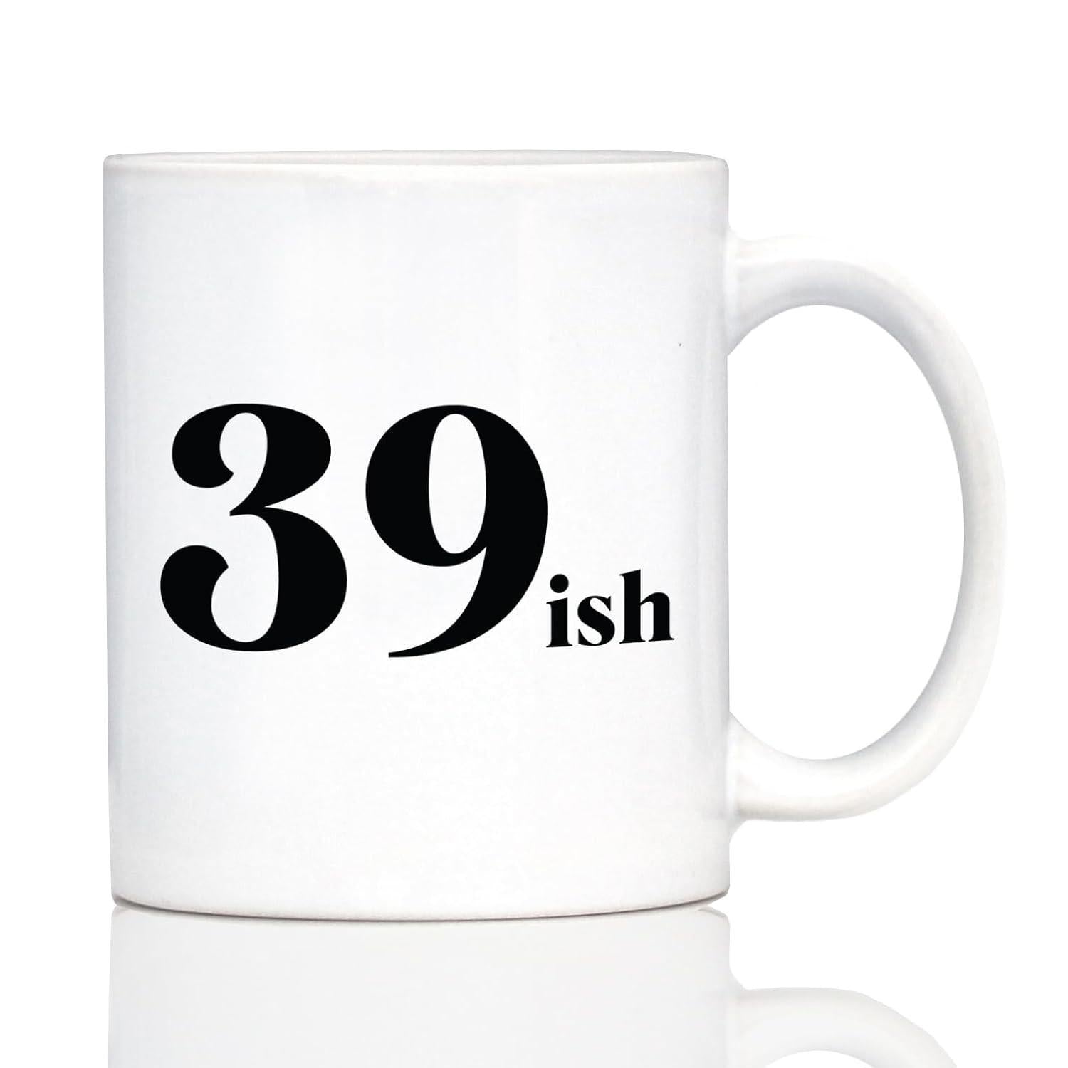Tailorly White Ceramic 11 oz Mug - 39 Ish Minimalist Bold Black Typography On A Simple Ceramic Surface Mug