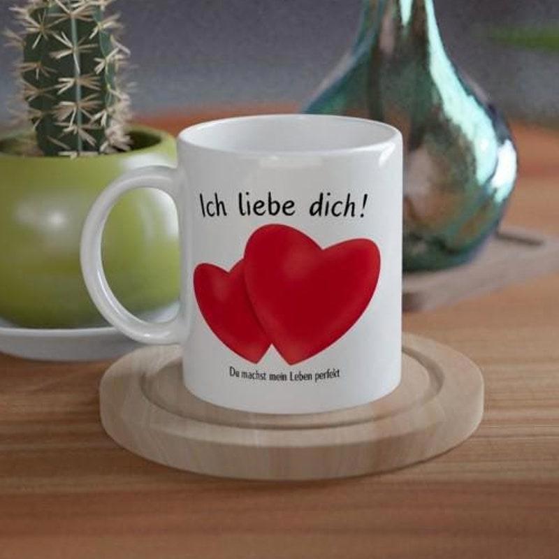 Tailorly White Ceramic 11 oz Mug - Elegant Vibrant Red Symbols Overlapping In A Romantic Expression Of Pure Heart