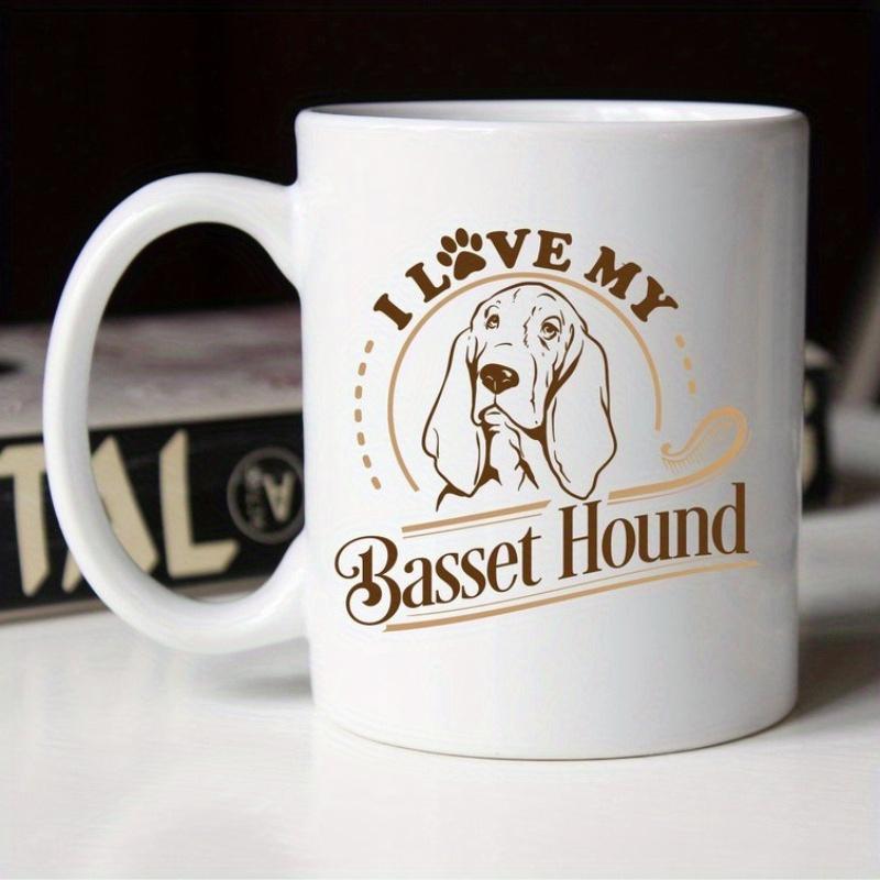 Tailorly White Ceramic 11 oz Mug - I Love My Detailed Artistic Illustration Of A Long Eared Loyal Basset Hound