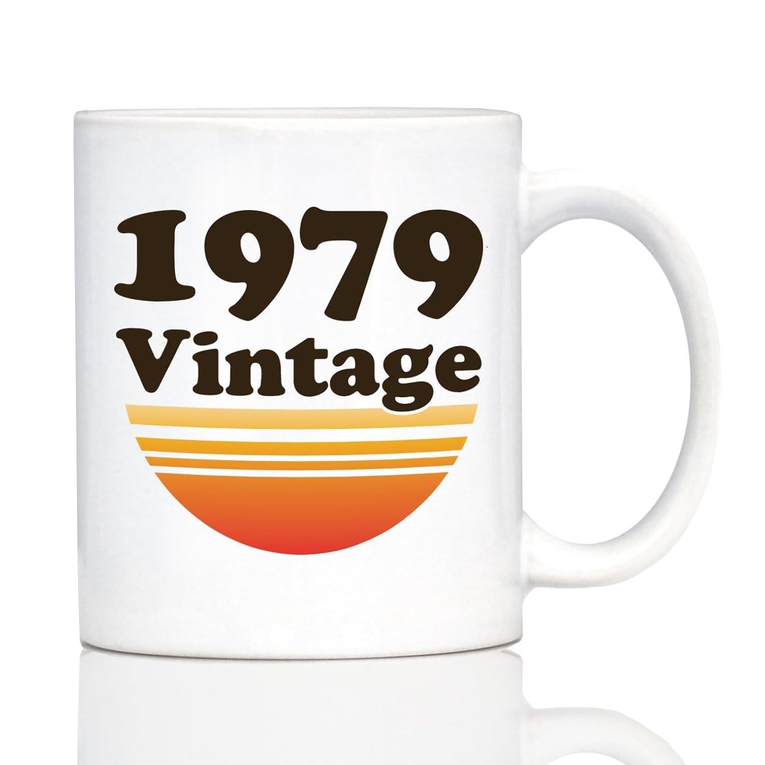 Tailorly White Ceramic 11 oz Mug - 1979 Vintage Vibrant Retro Striped Sunset With Warm Orange And Yellow Gradient Sun