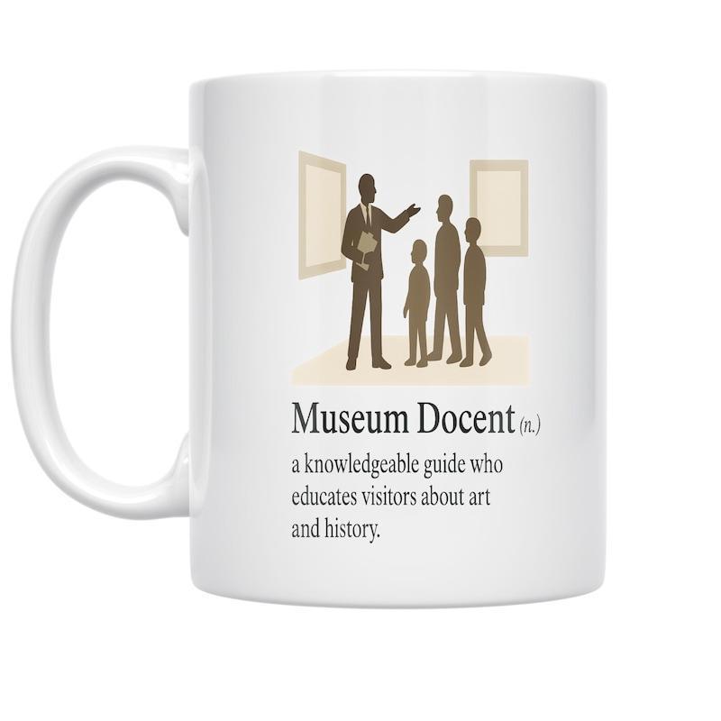 Tailorly White Ceramic 11 oz Mug - Museum Docent A Knowledgeable Guide Who Educates Visitors About Art And History Professional Figures Standing Near Wall Frames