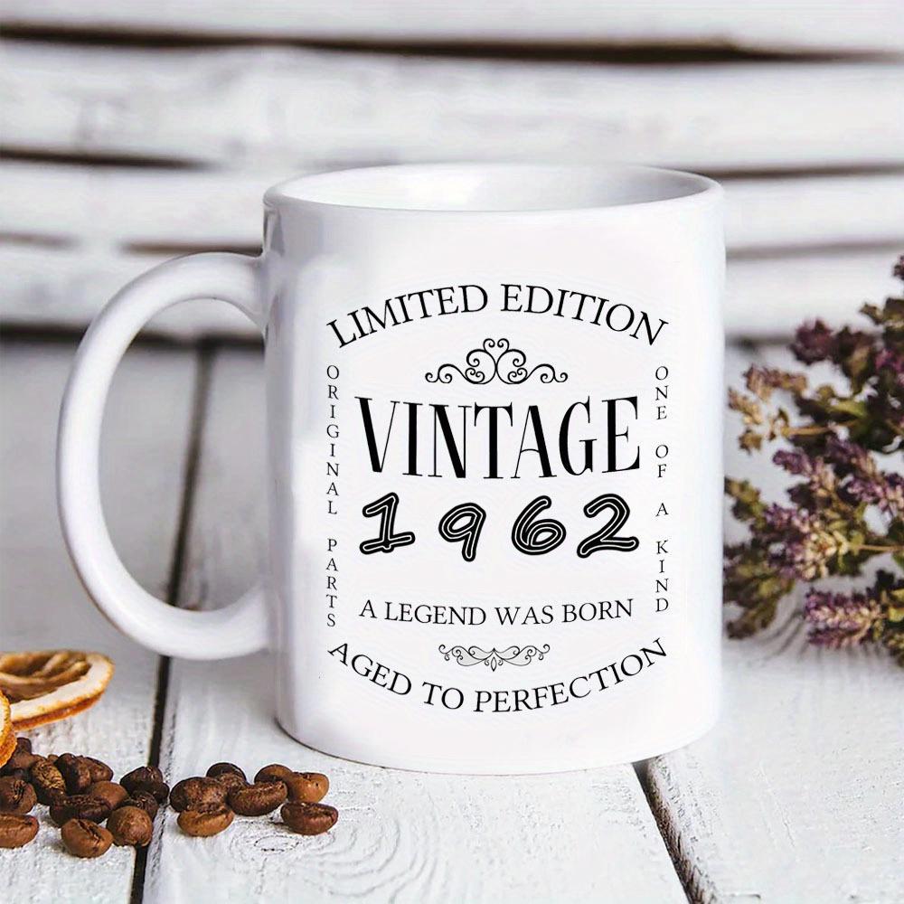 Tailorly White Ceramic 11 oz Mug - Limited Edition Vintage 1962 Classic Typographic Layout With Filigree Accents And Retro Border Frames Mug