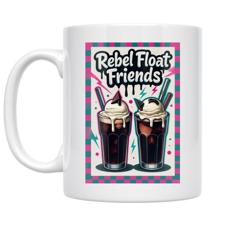 Tailorly White Ceramic 11 oz Mug - Rebel Float Friends Two Chilled Root Beer Floats Topped With Melting Ice Cream Drink