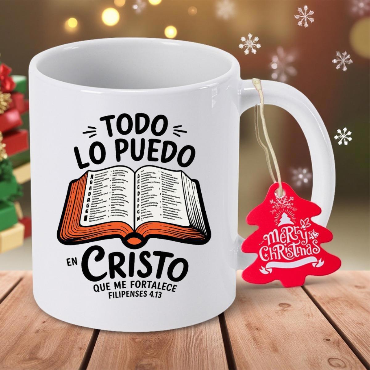 Tailorly White Ceramic 11 oz Mug - Merry Christmas Open Holy Book Symbolizing Strength And Faith Within A Festive Holiday Backdrop Mug