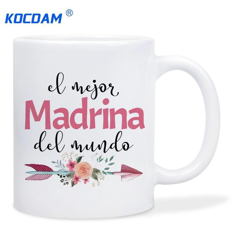 Tailorly White Ceramic 11 oz Mug - Horizontal Bohemian Arrow Adorned With Elegant Pink Flowers And Leaves Arrow