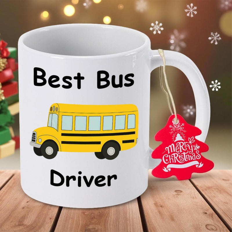 Tailorly White Ceramic 11 oz Mug - Best Bus Driver Classic Iconic Yellow Vehicle Transporting Students Across The City School Bus