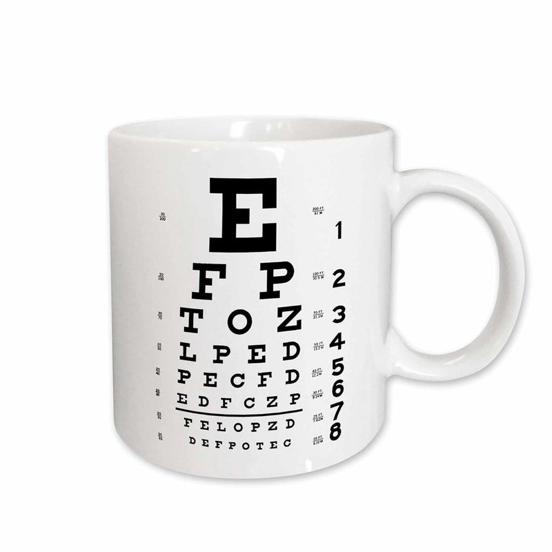 Tailorly White Ceramic 11 oz Mug - Classic Vision Testing Letters Arranged In Descending Size Order Eye Chart