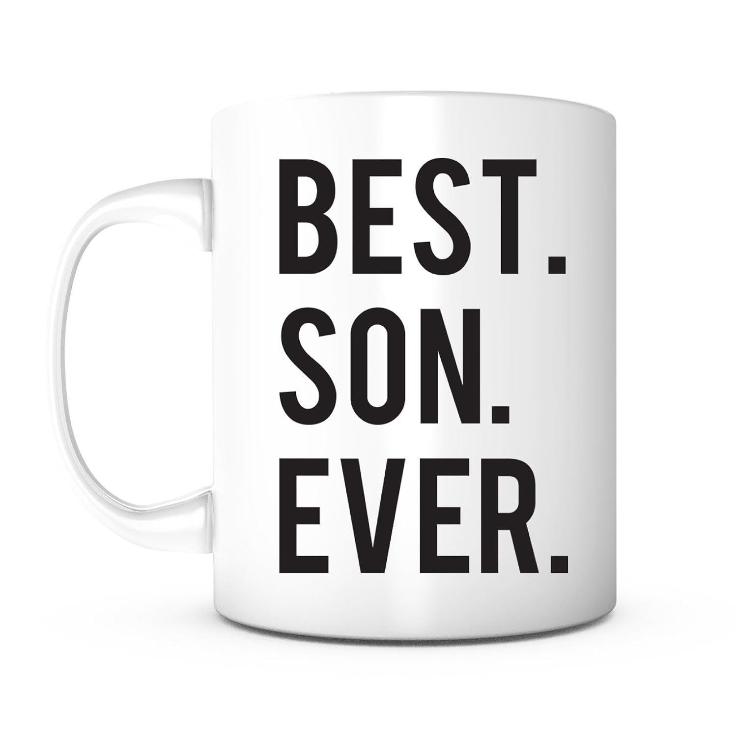 Tailorly White Ceramic 11 oz Mug - Best Son Ever Bold Black Minimalist Typography Centered On Clean White Sign