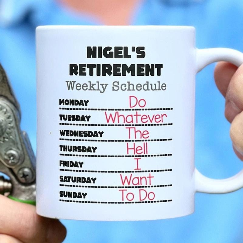 Tailorly White Ceramic 11 oz Mug - Retirement Weekly Schedule Do Whatever The Hell I Want To Do Minimalist Featuring Horizontal Lines With Scheduled Text Mug