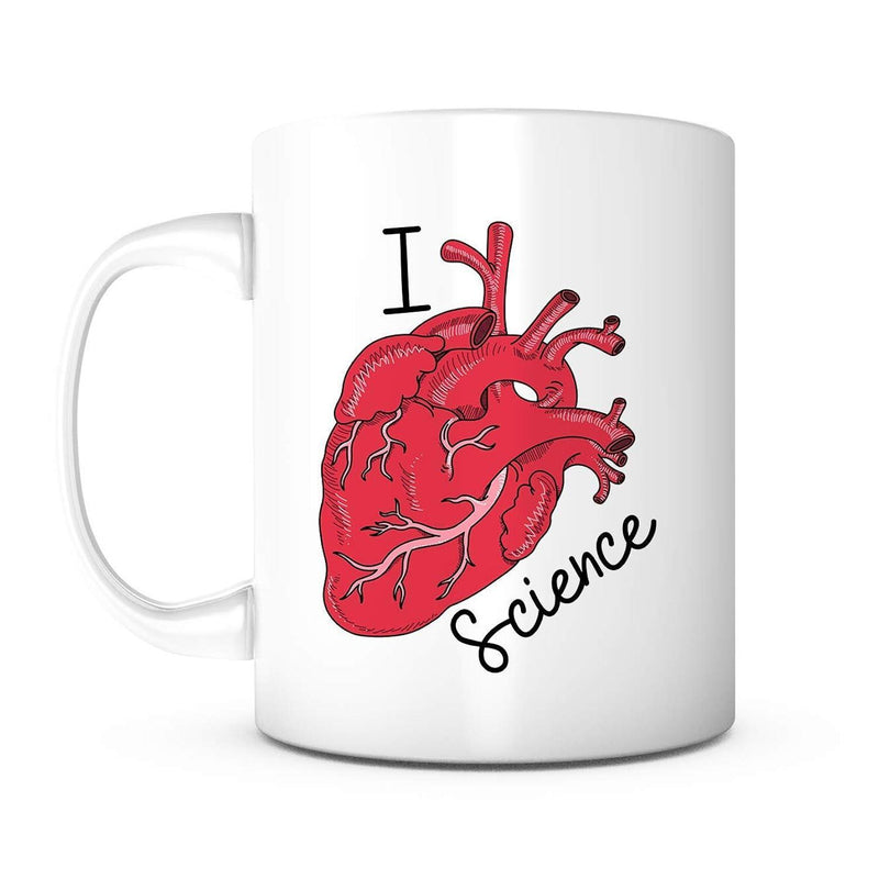 Tailorly White Ceramic 11 oz Mug - I Science Detailed Red Human Anatomical Heart Illustrating Passion For Medical Biological Knowledge Heart