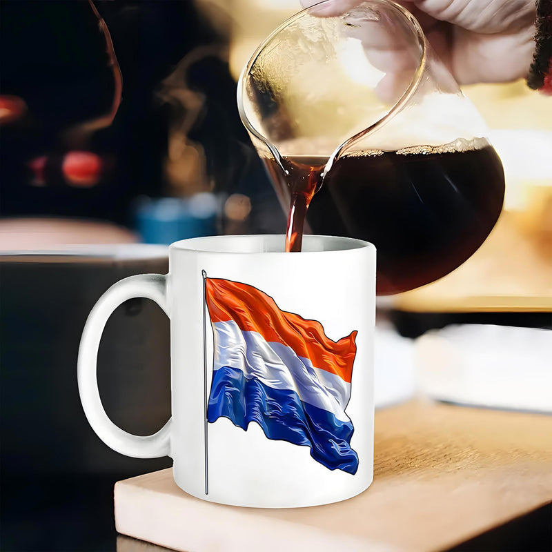 Tailorly White Ceramic 11 oz Mug - Vibrant Patriotic Waving Horizontal Stripes Blowing In The Gentle Wind Flag