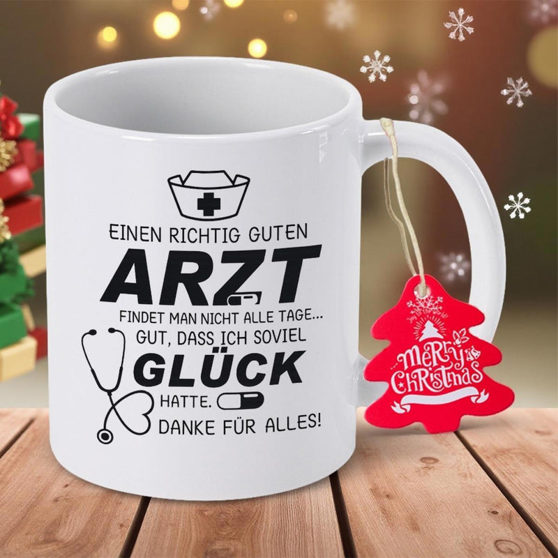 Tailorly White Ceramic 11 oz Mug - Merry Christmas Minimalist Medical Icons Featuring Stethoscope And Nurse Cap Mug