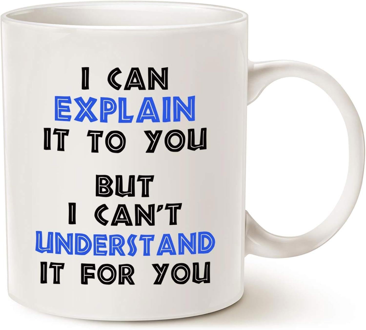 Tailorly White Ceramic 11 oz Mug - I Can Explain It To You But I Cant Understand It For You Minimalist Glossy Ceramic Surface Featuring Sarcastic Bold Typographic