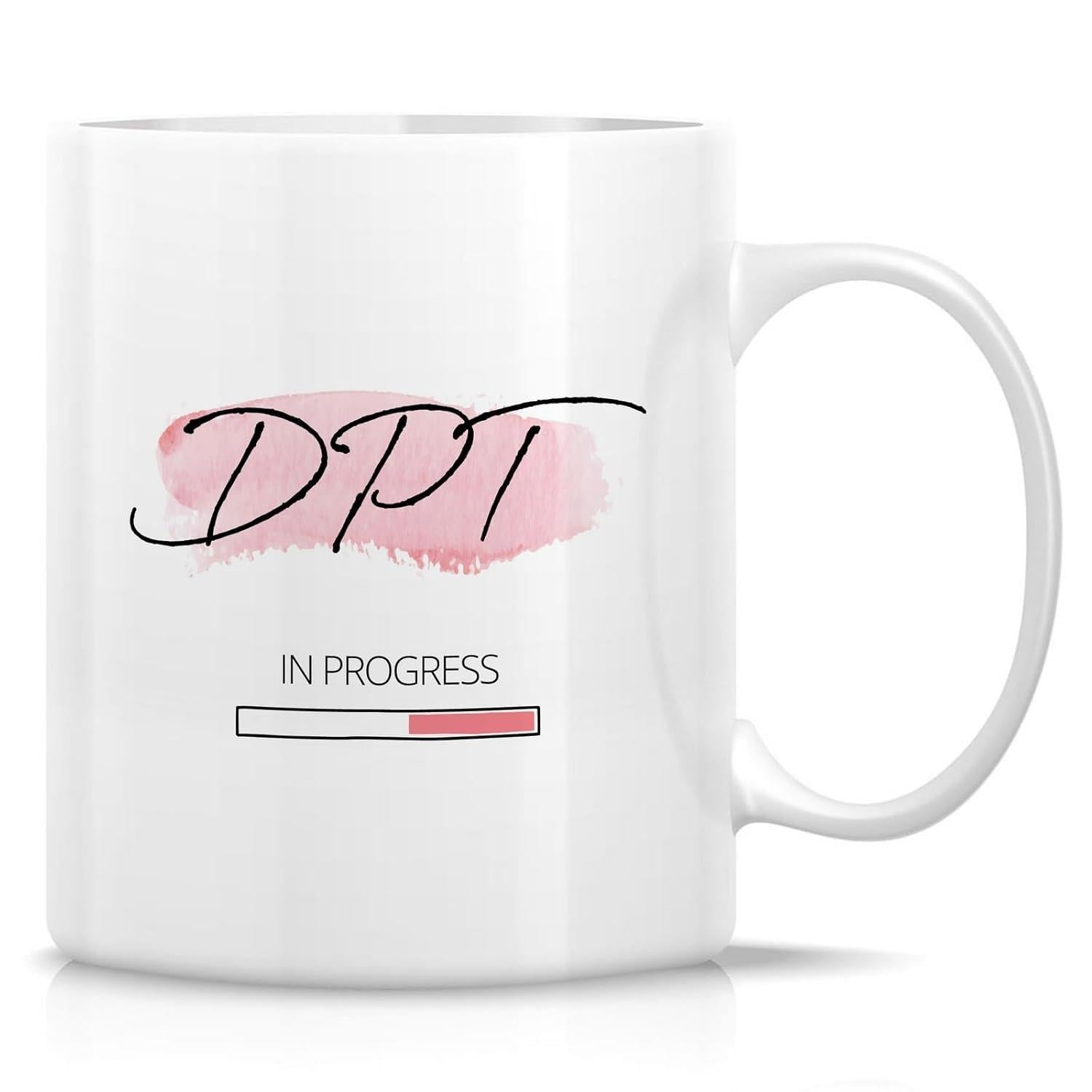 Tailorly White Ceramic 11 oz Mug - Dpt In Progress Pink Brushstroke With Progress Bar And Loading Status Indicator Mug