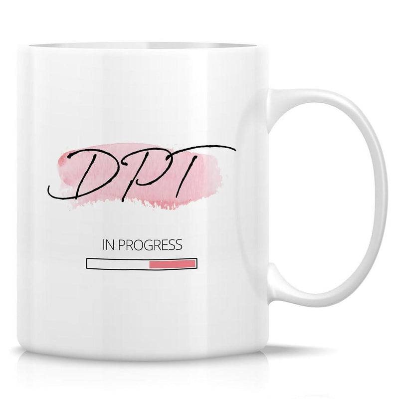 Tailorly White Ceramic 11 oz Mug - Dpt In Progress Pink Brushstroke With Progress Bar And Loading Status Indicator Mug