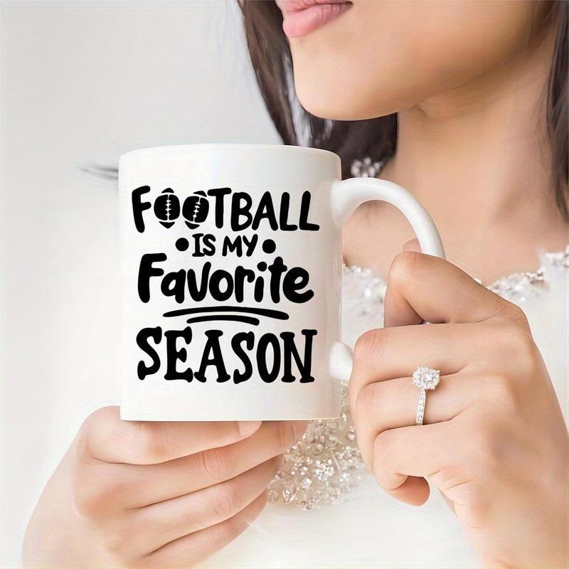 Tailorly White Ceramic 11 oz Mug - Football Is My Favorite Season Artistic Typography Featuring Small Sports Icons For Enthusiastic Fans Football