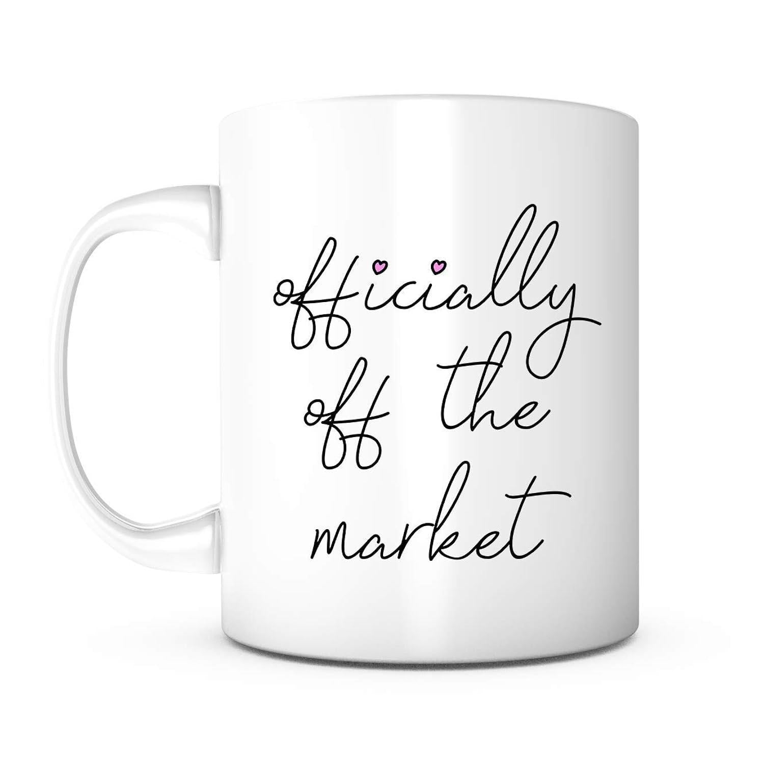 Tailorly White Ceramic 11 oz Mug - Officially Off The Market Elegant Handwritten Cursive Script Lettering On