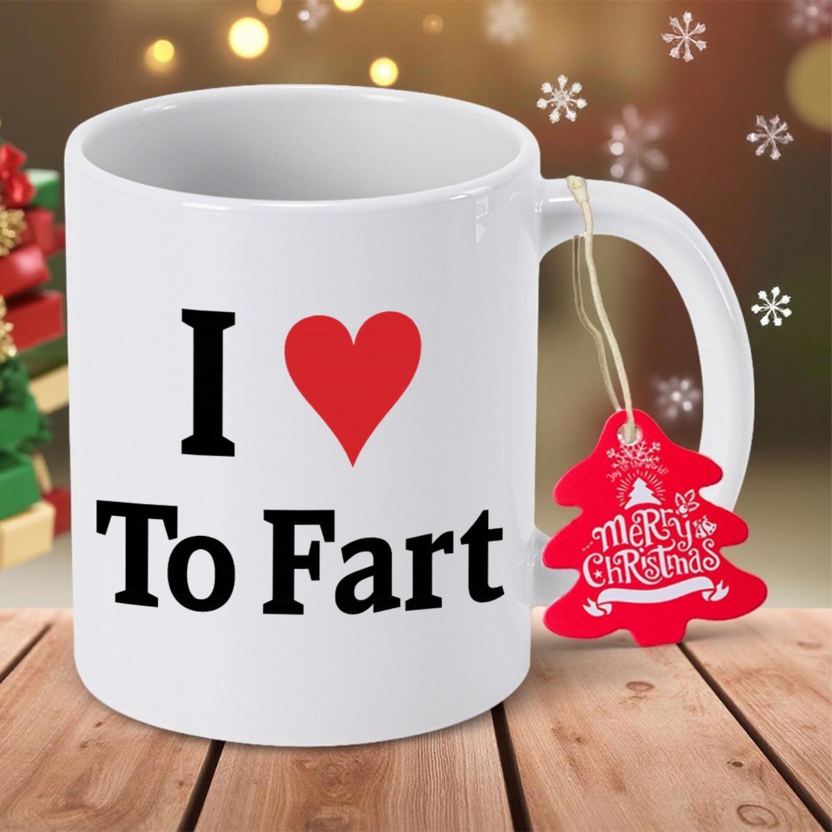 Tailorly White Ceramic 11 oz Mug - I To Fart Minimalist Surface Featuring A Vibrant Red Bold Symbolic Heart