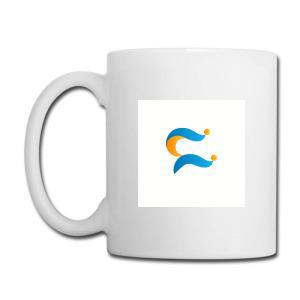 Tailorly White Ceramic 11 oz Mug - Minimalist White Ceramic Vessel With Abstract Blue And Orange Swirl Logo Mug