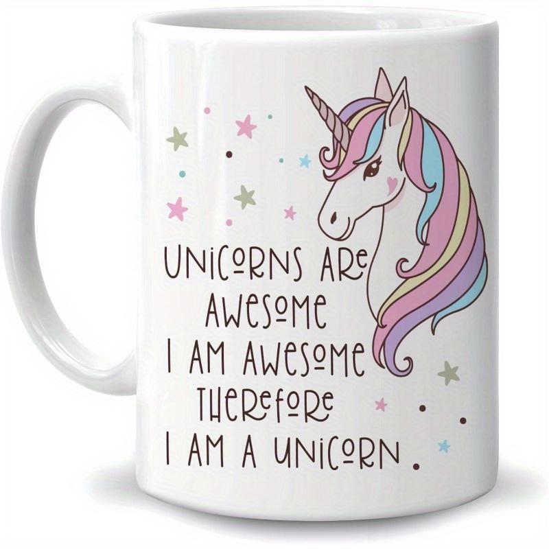 Tailorly White Ceramic 11 oz Mug - Unicorns Are Awesome I Am Awesome Therefore I Am A Unicorn Pastel Mane Mythical Creature Surrounded By Sparkling Magic Colorful
