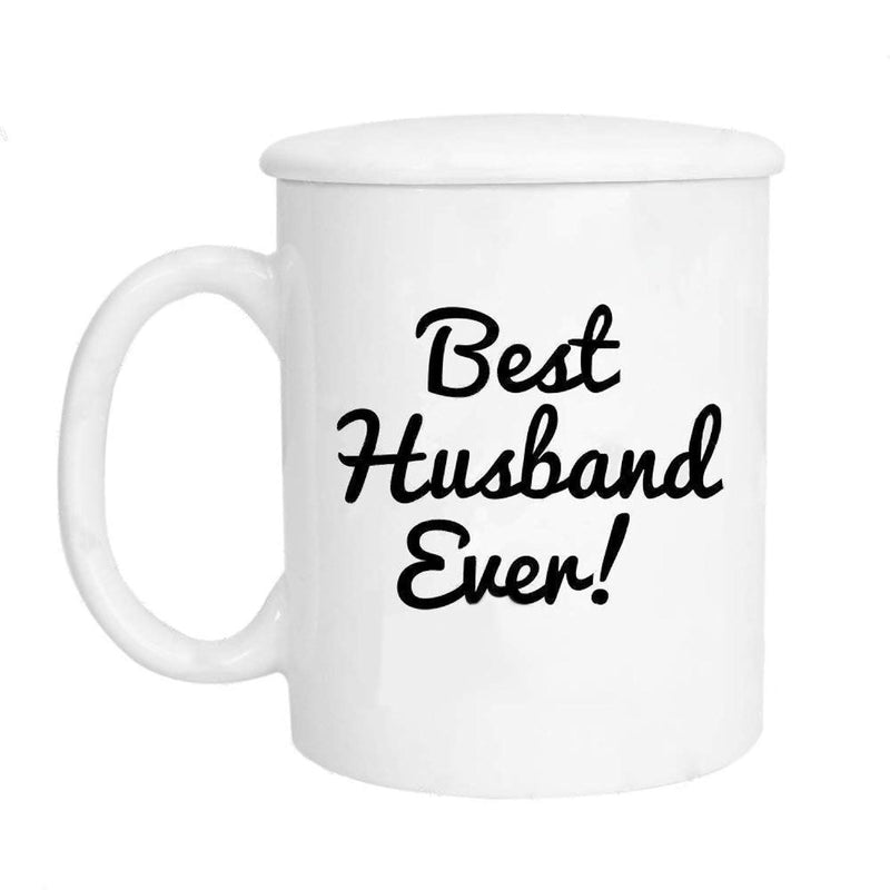 Tailorly White Ceramic 11 oz Mug - Best Husband Ever Elegant Minimalist White Ceramic With Bold Script Handwritten Lettering Mug