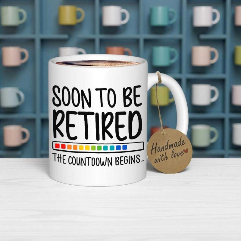 Tailorly White Ceramic 11 oz Mug - Soon To Be Retired The Countdown Begins Colorful Loading Progress Bar Showing Approaching Retirement Status On Ceramic Mug