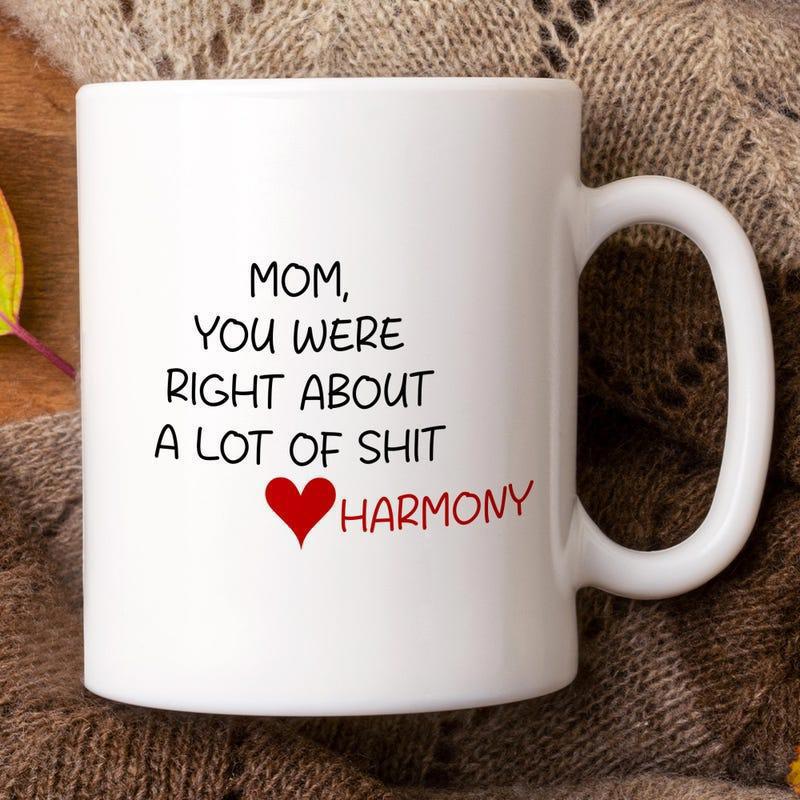 Tailorly White Ceramic 11 oz Mug - Mom You Were Right About A Lot Of Shit Harmony Minimalist Red Heart Symbol On A Smooth Mug