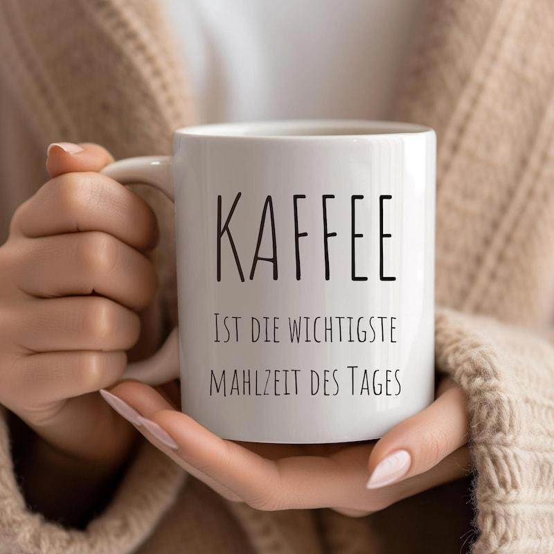 Tailorly White Ceramic 11 oz Mug - Simple White Ceramic Coffee Cup Held By Female Hands Mug