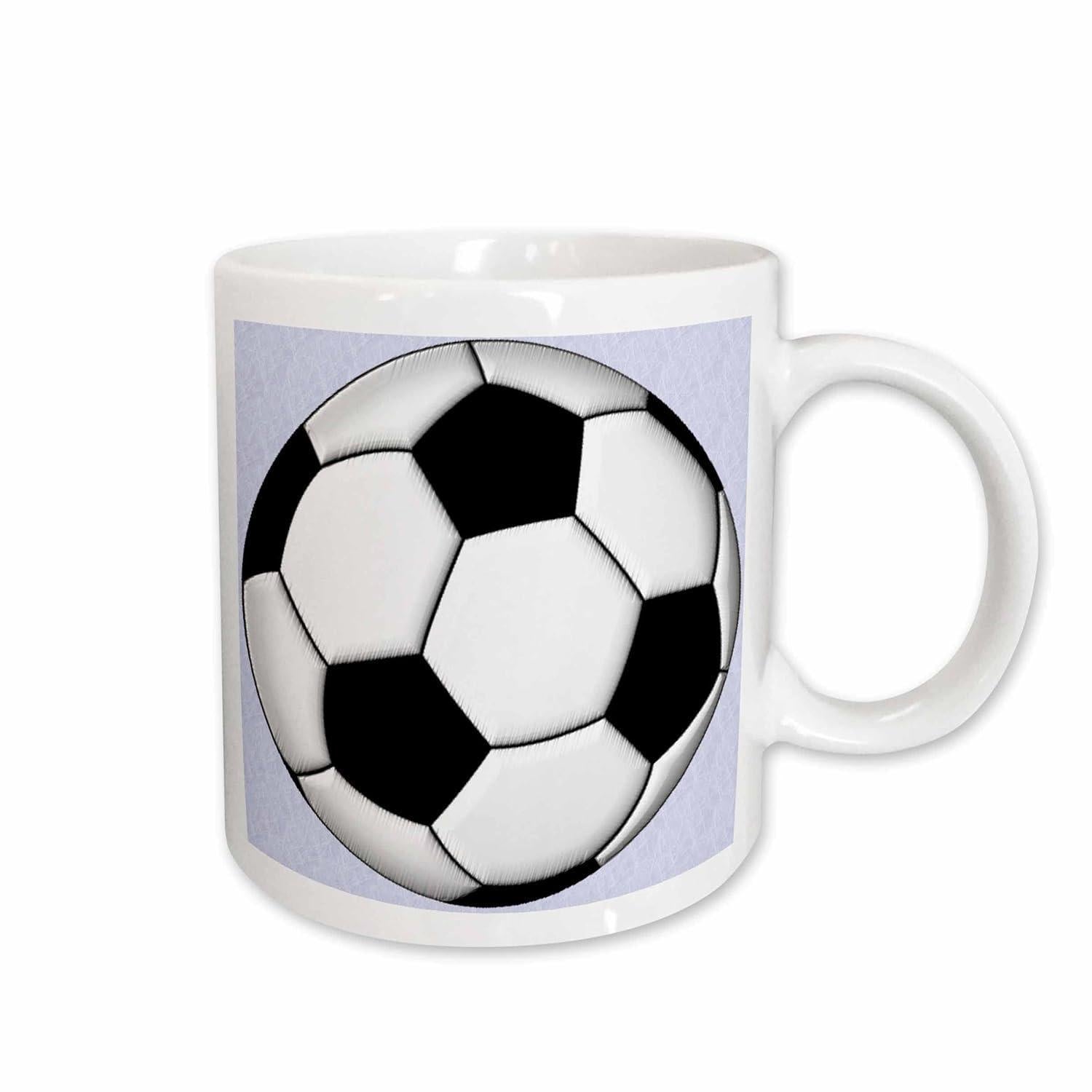 Tailorly White Ceramic 11 oz Mug - Classic Black And White Pattern Floating Against A Soft Pale Background Soccer Ball