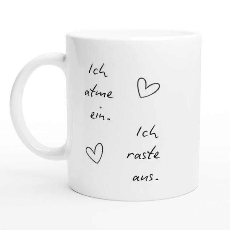 Tailorly White Ceramic 11 oz Mug - Simple Minimalist Hand Drawn Outlines With Elegant Artistic Thin Black Lines Heart