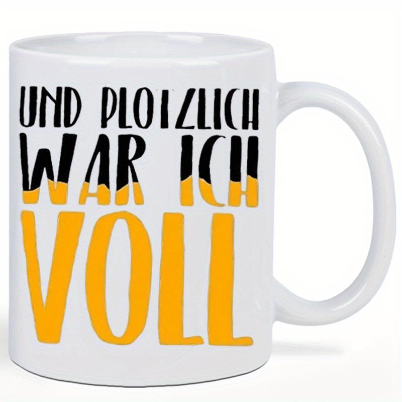 Tailorly White Ceramic 11 oz Mug - Stylized Typography Filling With Golden Yellow Beer Liquid Material Design Mug