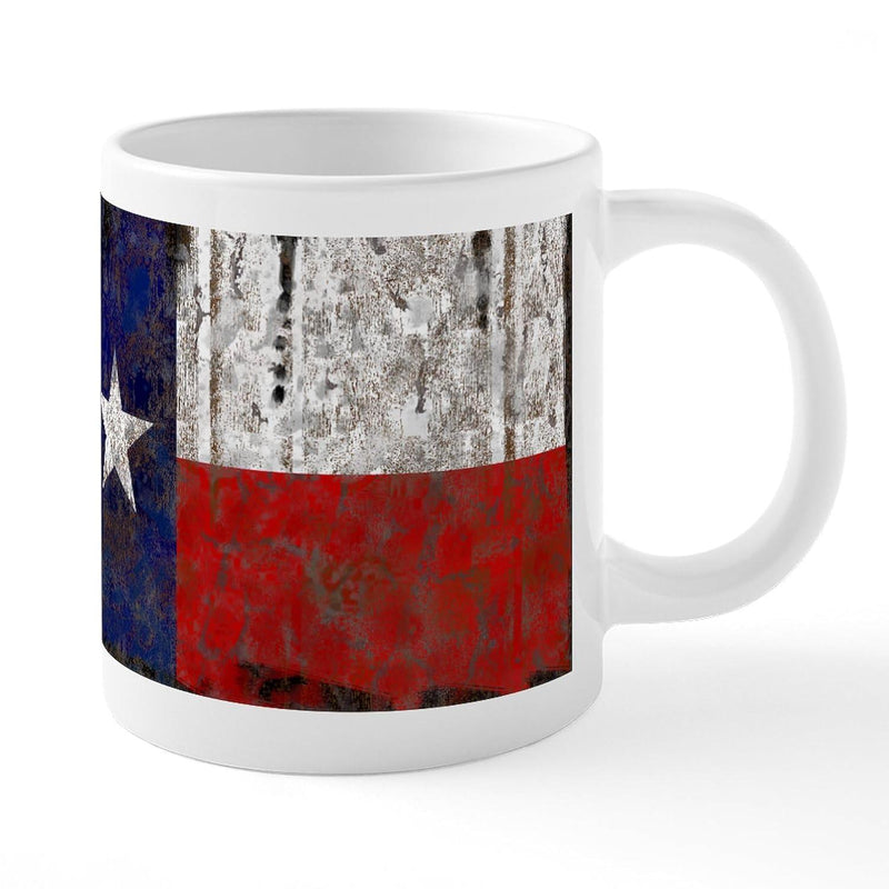 Tailorly White Ceramic 11 oz Mug - Distressed Vintage Style Texas State Lone Star Pride Symbol Flag