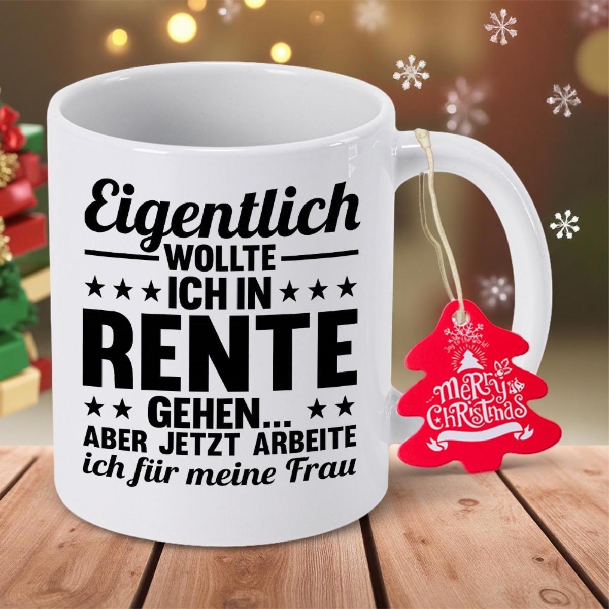 Tailorly White Ceramic 11 oz Mug - Merry Christmas Featuring Five Pointed Stars And Bold Lines Mug