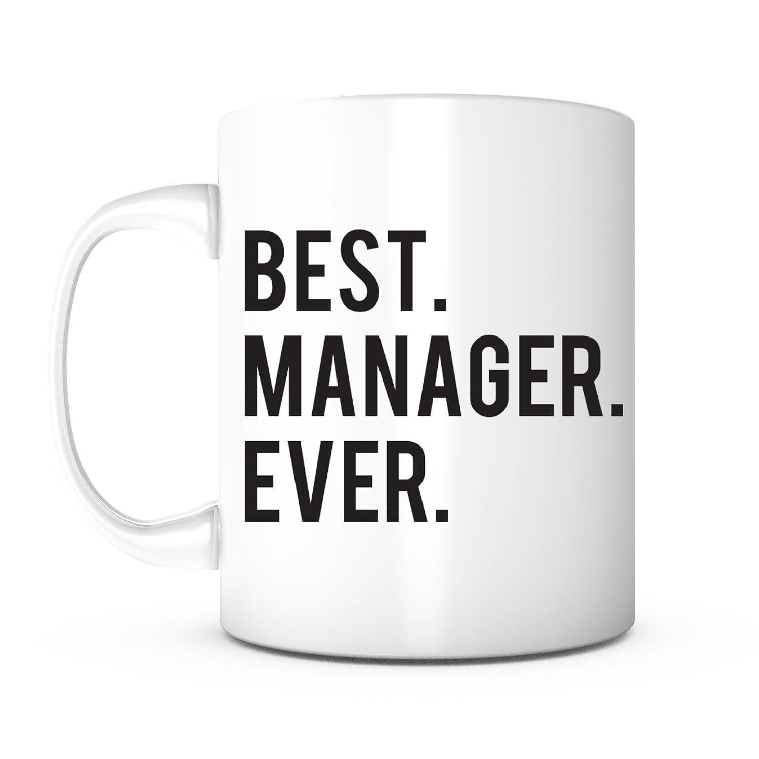 Tailorly White Ceramic 11 oz Mug - Best Manager Ever Classic Ceramic Cylinder With Solid White Minimalist Handle Design Mug