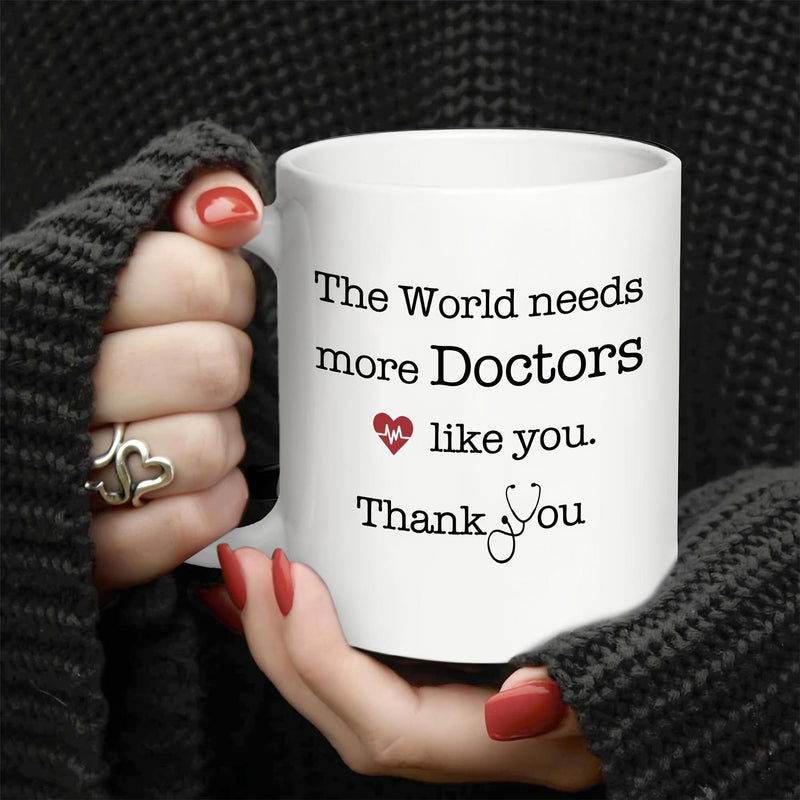 Tailorly White Ceramic 11 oz Mug - The World Needs More Doctors Like You Thank You Minimalist Professional Appreciation Quote With Medical Heart And Stethoscope